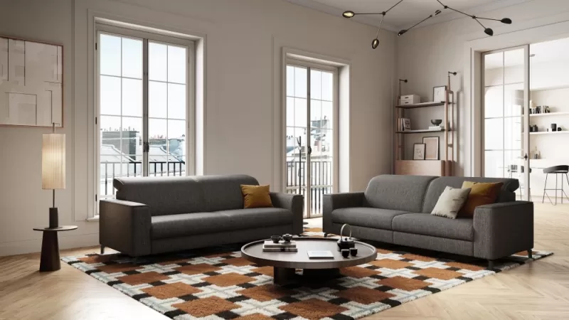 Canapé sur mesure 3 places gris foncé