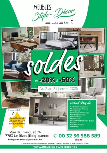 Magasin de meubles en soldes à proximité de Lille, Comines-Warneton, SRL MEUBLES STYLE-DECOR