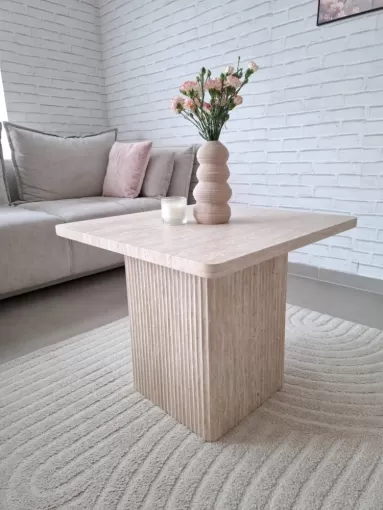 Jolie table de salon en coloris Travertin