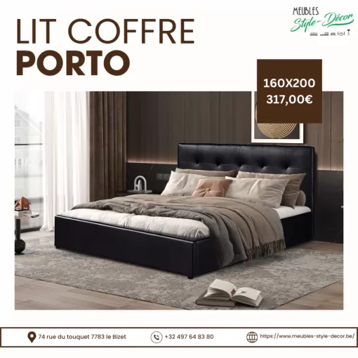 Wervicq : Maximisez votre espace avec l'élégant lit coffre "PORTO"., Comines-Warneton, SRL MEUBLES STYLE-DECOR