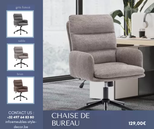 Chaise de bureau ergonomique à quelques minutes de Merville !, Comines-Warneton, SRL MEUBLES STYLE-DECOR