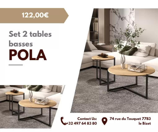 SET 2 TABLES BASSES POLA : LE DUO MODERNE POUR VOTRE SALON À DEÛLÉMONT !, Comines-Warneton, SRL MEUBLES STYLE-DECOR