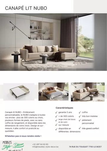 Un canapé lit confortable et sur mesure avec un vrai matelas et un bon sommier pour un confort extra livré à Dunkerque., Comines-Warneton, SRL MEUBLES STYLE-DECOR