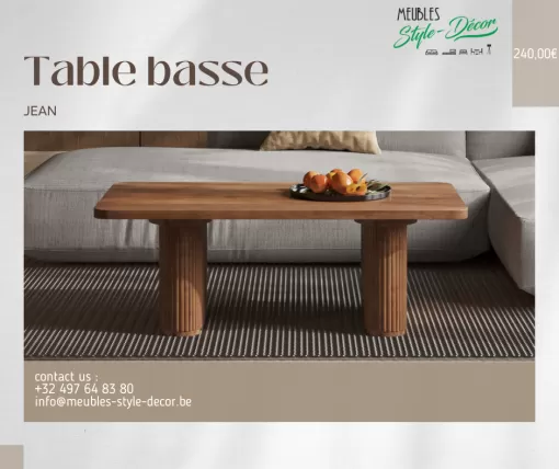 TABLE BASSE "JEAN" : Le chic bois naturel pour votre salon à Messines !, Comines-Warneton, SRL MEUBLES STYLE-DECOR