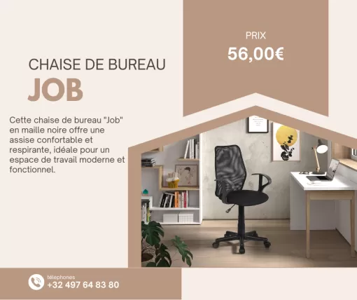 Productivité et bien-être à Nieppe : découvrez la chaise de bureau "JOB"., Comines-Warneton, SRL MEUBLES STYLE-DECOR