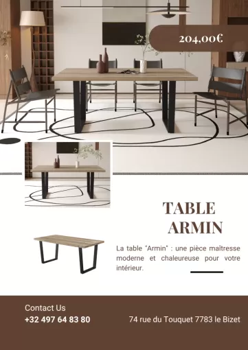 La Table "ARMIN" : votre touche de modernité, disponible près de la Madeleine !, Comines-Warneton, SRL MEUBLES STYLE-DECOR