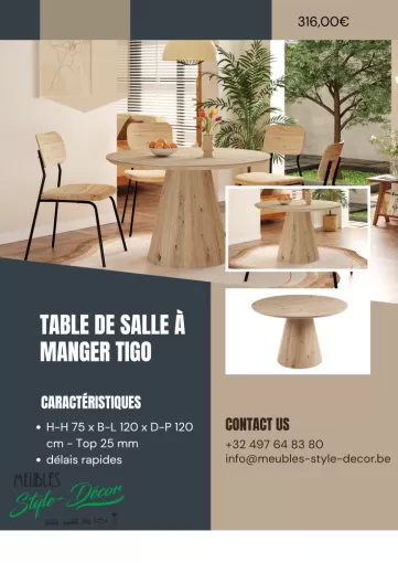 Magnifique table Tigo à quelques km de Roncq , Comines-Warneton, SRL MEUBLES STYLE-DECOR