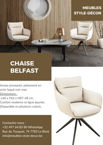 Nous avons expédier cette chaise Belfast à Reins , Comines-Warneton, SRL MEUBLES STYLE-DECOR