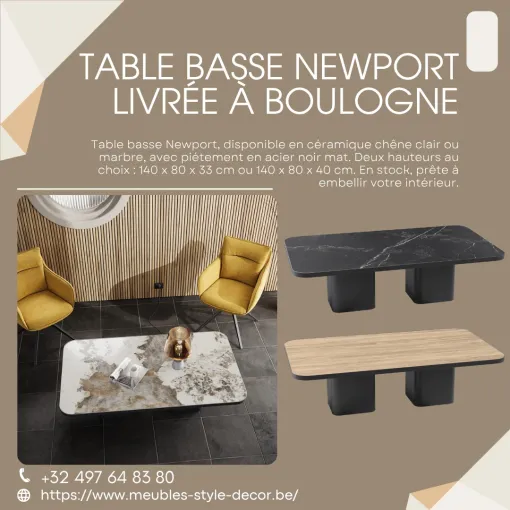 Table basse Newport livrée à Boulogne, disponible en 3 coloris, Comines-Warneton, SRL MEUBLES STYLE-DECOR
