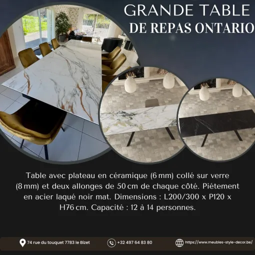 Table de repas Grand Ontario livrée à Gravelines, Comines-Warneton, SRL MEUBLES STYLE-DECOR