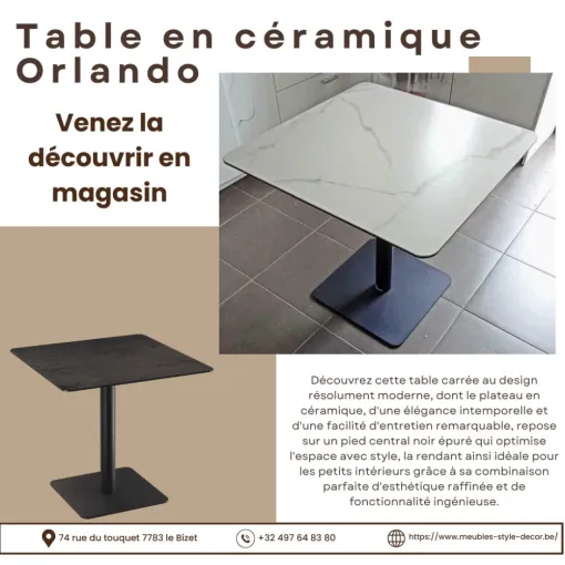 Livraison de la table de repas Orlando Carrée à Dunkerque – design, personnalisation et élégance, Comines-Warneton, SRL MEUBLES STYLE-DECOR