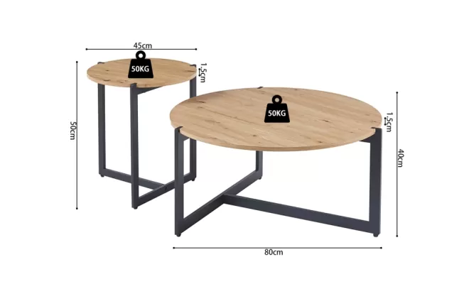 SET 2 TABLES BASSES POLA : LE DUO MODERNE POUR VOTRE SALON À DEÛLÉMONT !, Comines-Warneton, SRL MEUBLES STYLE-DECOR